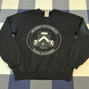 Gildan Black Crewneck Sweater with Ribbed Cuffs